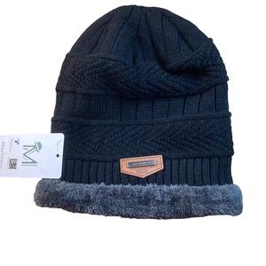 Maylisacc cable knit beanie hat black unisex
